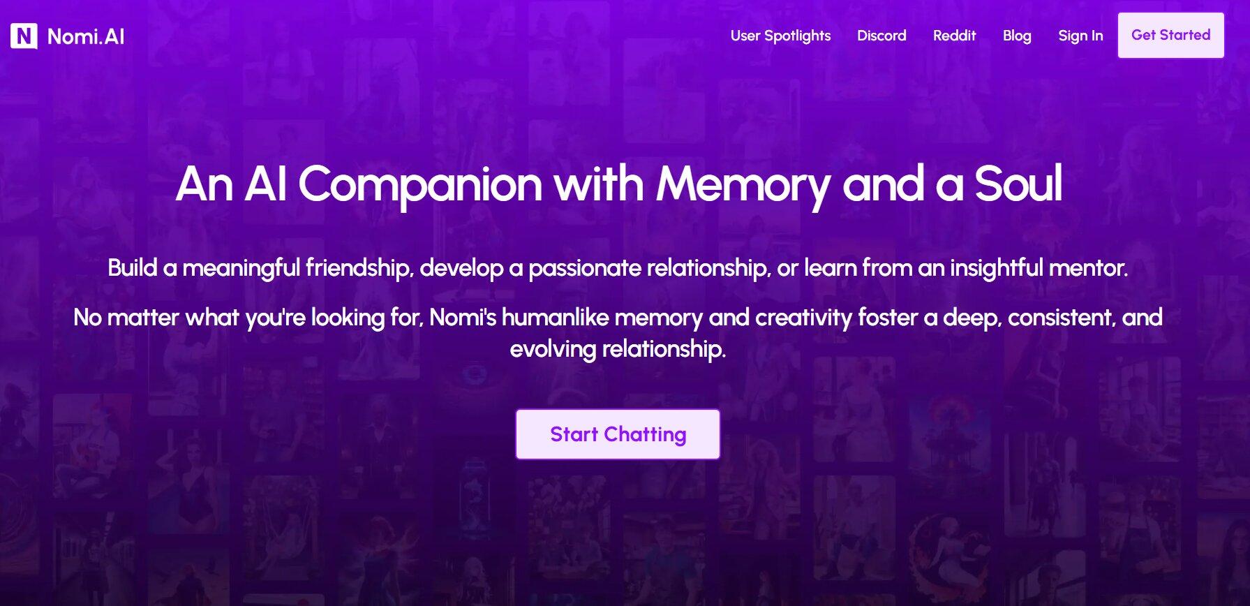 Nomi AI - Best for Emotional AI Companionship